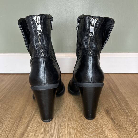 STEVEN by STEVE MADDEN Women's 7.5 Ankle Boots EARLA BlackBlock Heel Leather - Picture 5 of 9